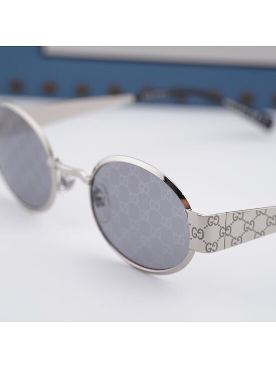 Gucci GG1854S 002 Oval Sunglasses – Silver / Grey main image 7